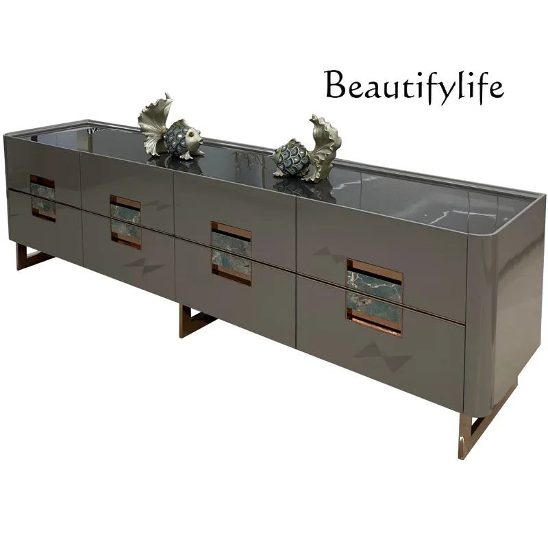 

Italian Light Luxury TV Cabinet Minimalist Suite Living Room Audiovisual Cabinet Post-Modern Minimalist Floor Cabinet