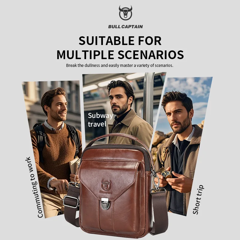 Bullcaptain bolsa mensageiro de couro masculina, bolsa de ombro retrô pequena crossbody, bolsa casual para viagem
