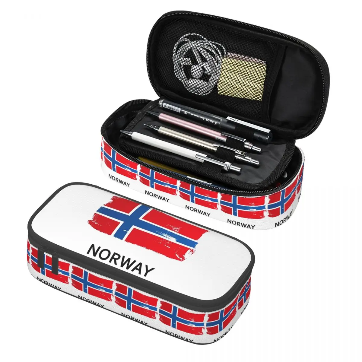 

Norway Flag Pencil Cases Pen Holder Storage Stationery Supplies Big Capacity Pen Box Pencil Bag for Students