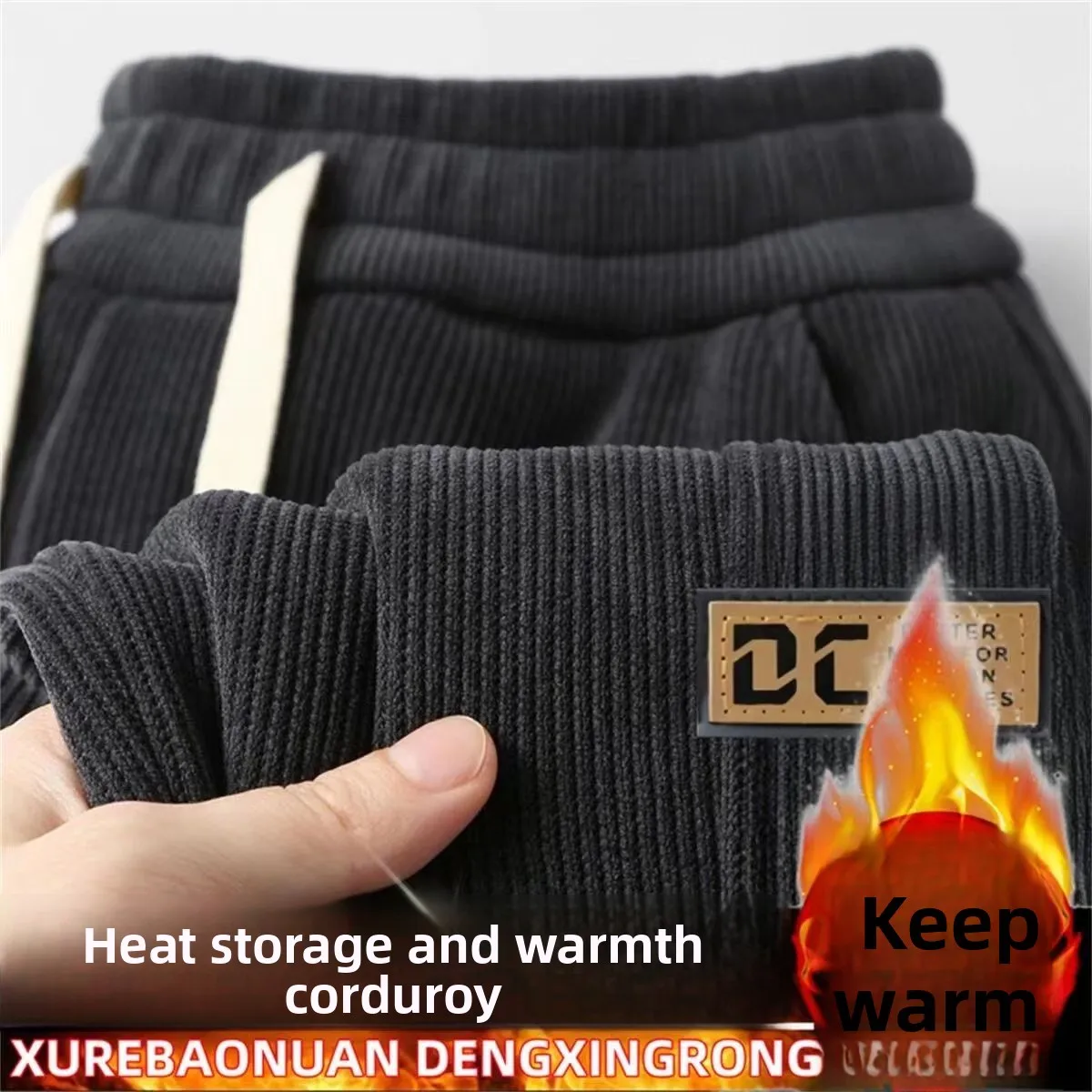 

Mens Thiened Fce Lined Work Trousers Casual Sports Pants Autumn Winter Wear Resistant Construction Site Dirt Proof Cuffe...