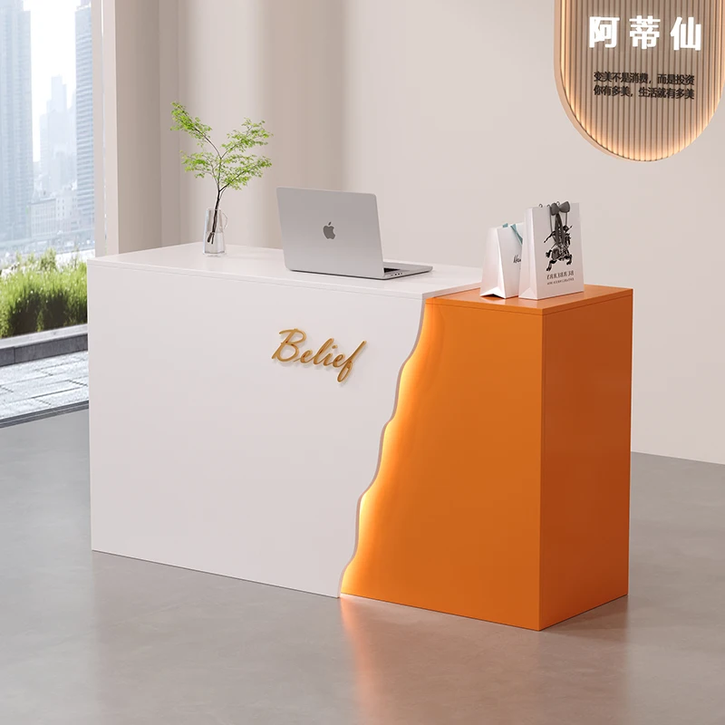 

Decorations Hotel Reception Desks Luxury Trendy Aesthetic Nordic Reception Desk Counter Modern Hair Salon Commercial Furniture