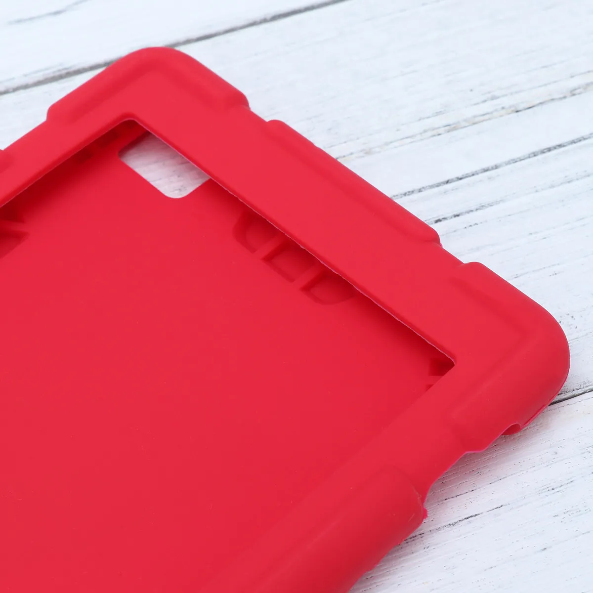 E-Book Tablet Silicone Hybrid Hard Case Cover Shockproof Stand Holder Red Sturdy Grip Design Back Frame Protection Against