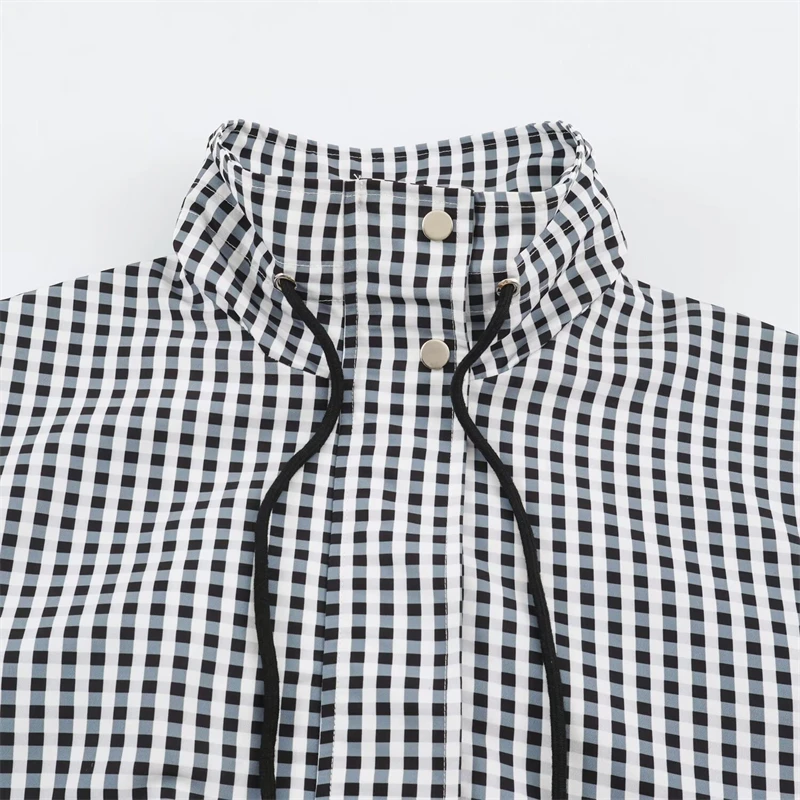 Guobioziy Women's Slim Fit Plaid Jacket 2026 Spring-Autumn New European Casual Fashion Trend Classic Street Punk Old Money Style