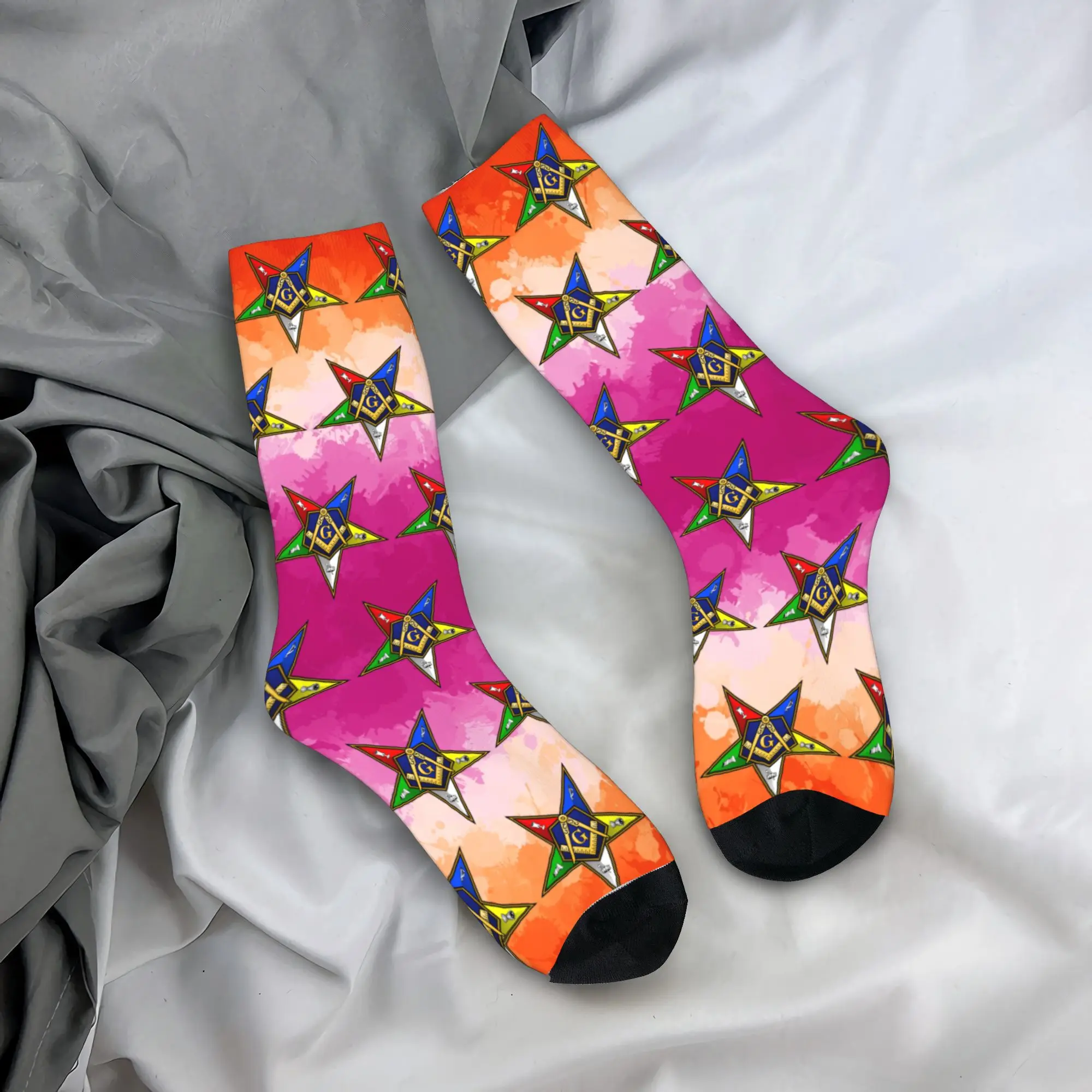 Custom Order Of The Eastern Star Lesbian Pride Paint Dress Socks for Men Women Warm Funny Novelty Gay Pride LGBT GLBT Crew Socks
