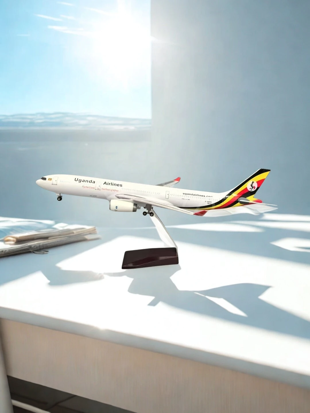 

47cm scale aircraft A330 Uganda Airlines Plane Model Resin Material Simulation airplane kids toys Model Aircraft Collections