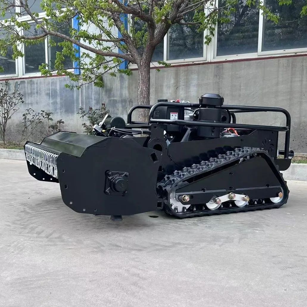 All Terrain Rubber Track Remote Control Flail Mower Self Propelled Grass Cutting Robot