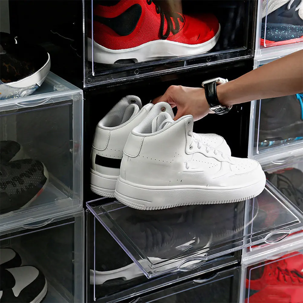Sturdy Clear Plastic Shoe Box Storage Container for Home Office Use Scratch Proof Stackable Organizer for Shoes Socks Underwear