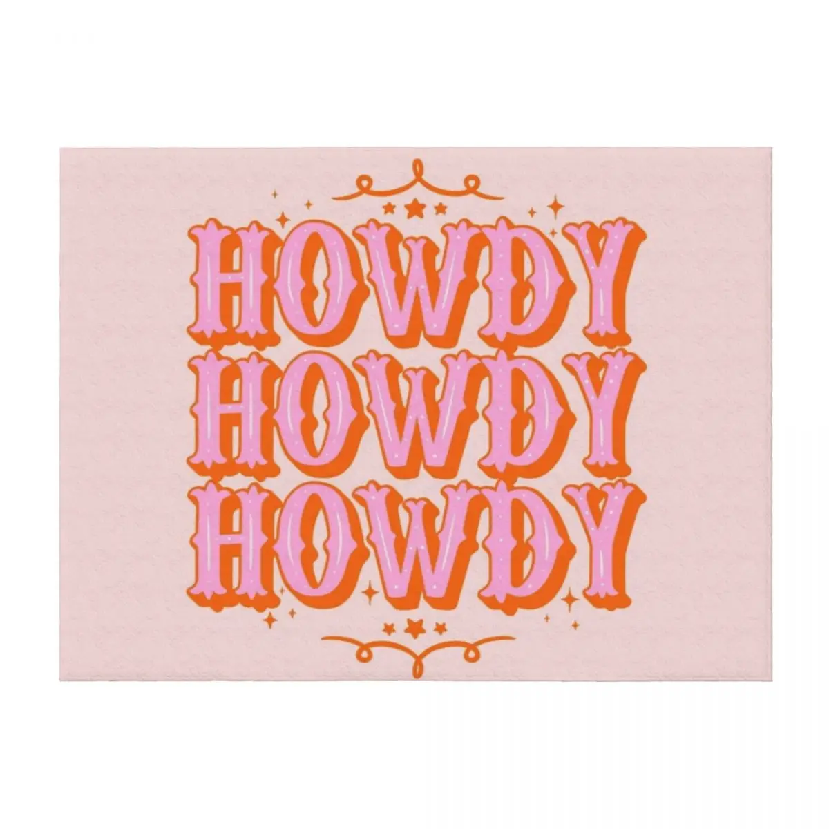 

HOWDY HOWDY HOWDY YALL | Simple Type With Minimalist Ornament Space Cowgirl Orange Pink Background Throw Blanket Plaid Blankets