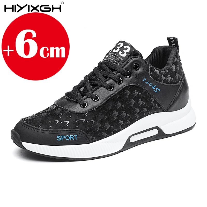 

2025 весенняя мужская обувь с невидимым внутренним усилением 6 см, повседневная дышащая спортивная обувь с сеткой, модные мужские кроссовки
