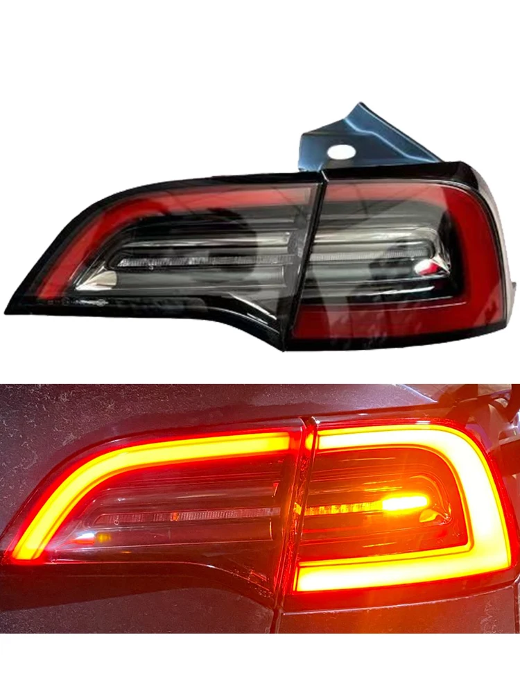 Led Achterlichten Voor Tesla Model 3 2017-2020 Achter Warming Stop Remlicht Geel Richtingaanwijzers Mistlamp auto Accessoires - afbeelding 2
