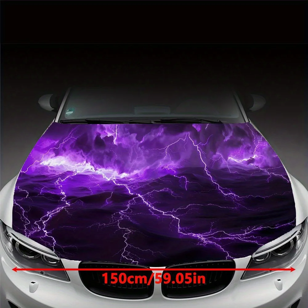 Purple Lightning Car Hood Sticker - Self-adhesive Coating, Waterproof and Scratch Resistant, Suitable for Most Car Models, Ideal