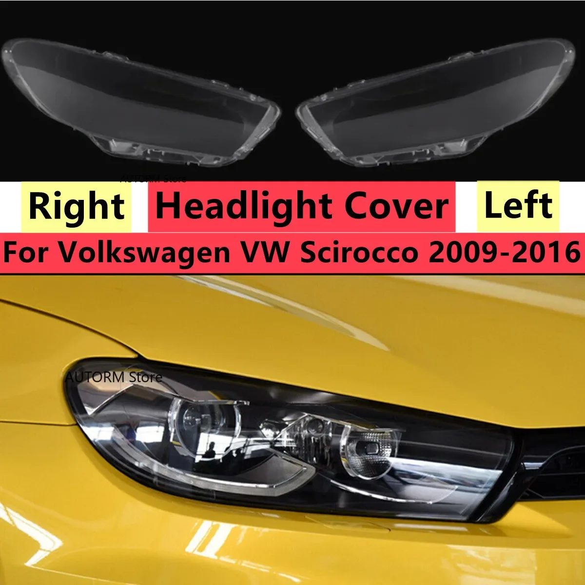 Farol do carro Lens Substituição Tampa, abajur Shell, farol de máscara, Volkswagen Scirocco 2009-2016