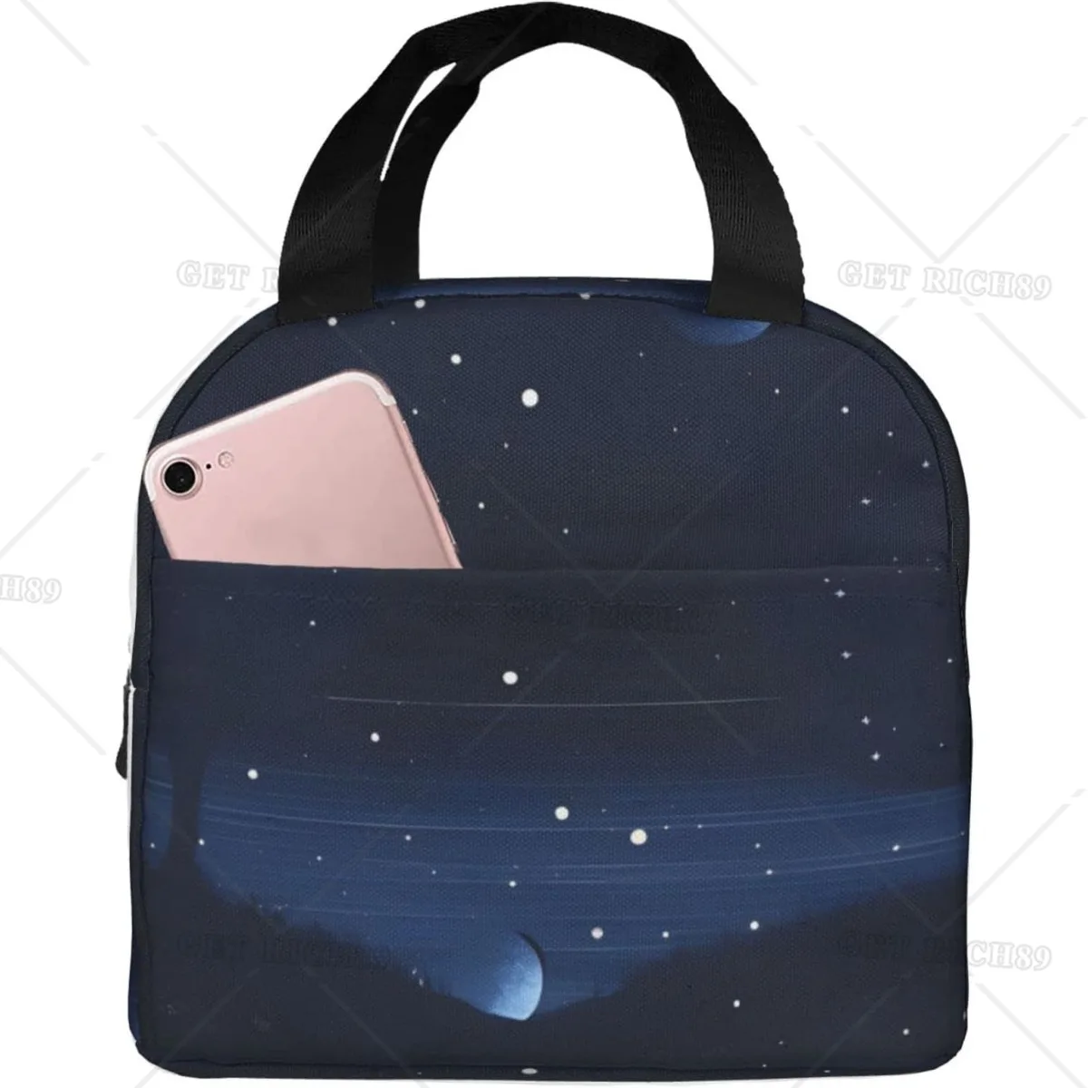 Sac à déjeuner étanche isolé multifonctionnel pour femmes et hommes, vue nocturne bleu foncé, pour les activités de plein air, isolation longue durée