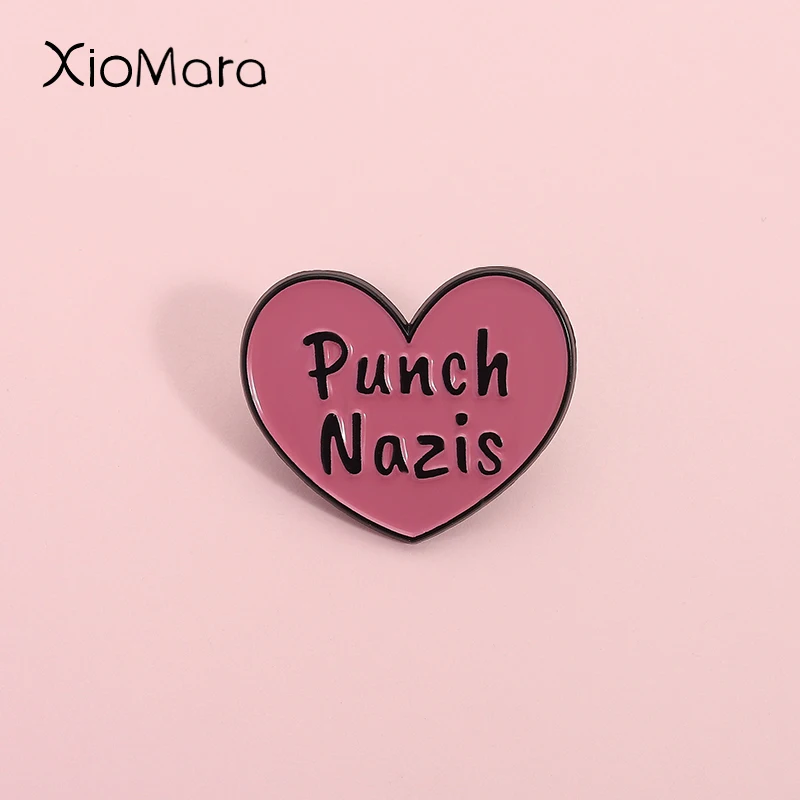 

Punch Nazis Enamel Pin Radical Textual Quotations Conveying Social Political Viewpoints Brooches Lapel Badge Decoration Jewelry
