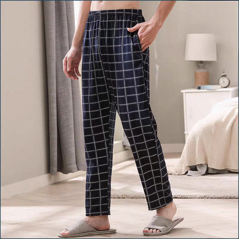 

Мужские пижамные брюки в простом стиле, летние тонкие домашние брюки с высокой талией, свободного кроя, больших размеров, тонкие, для весны и осени, очень большие размеры