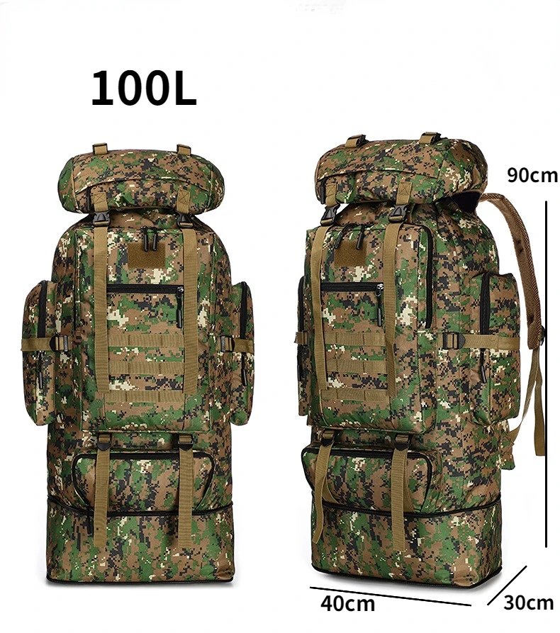 80L 100L Tactical Backpack Waterproof Trekking Fishing Hunting Bag Outdoor Large Sport Military Army Rucksack Hiking Camping Bag