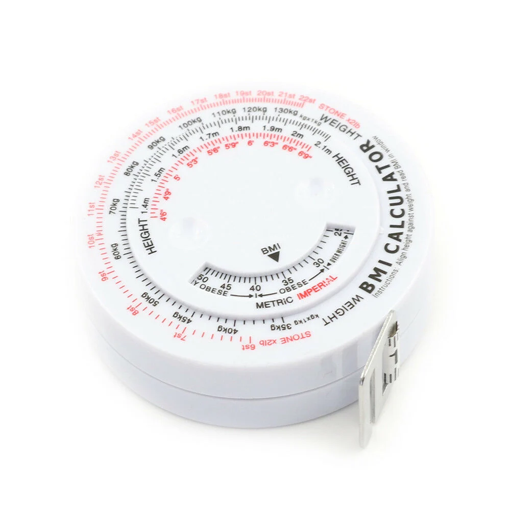 1.5m Tape Measure White Plastic Round Retractable BMI Measuring Tape Metric For Body Mass Index Size Measurement Hand Tool