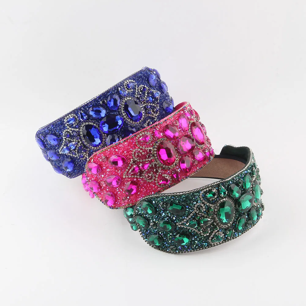 European And American Fashion Baroque Wide-edge Rhinestone Hair Band For Women Super Dazzling  Dance Party Hair Accessory 411