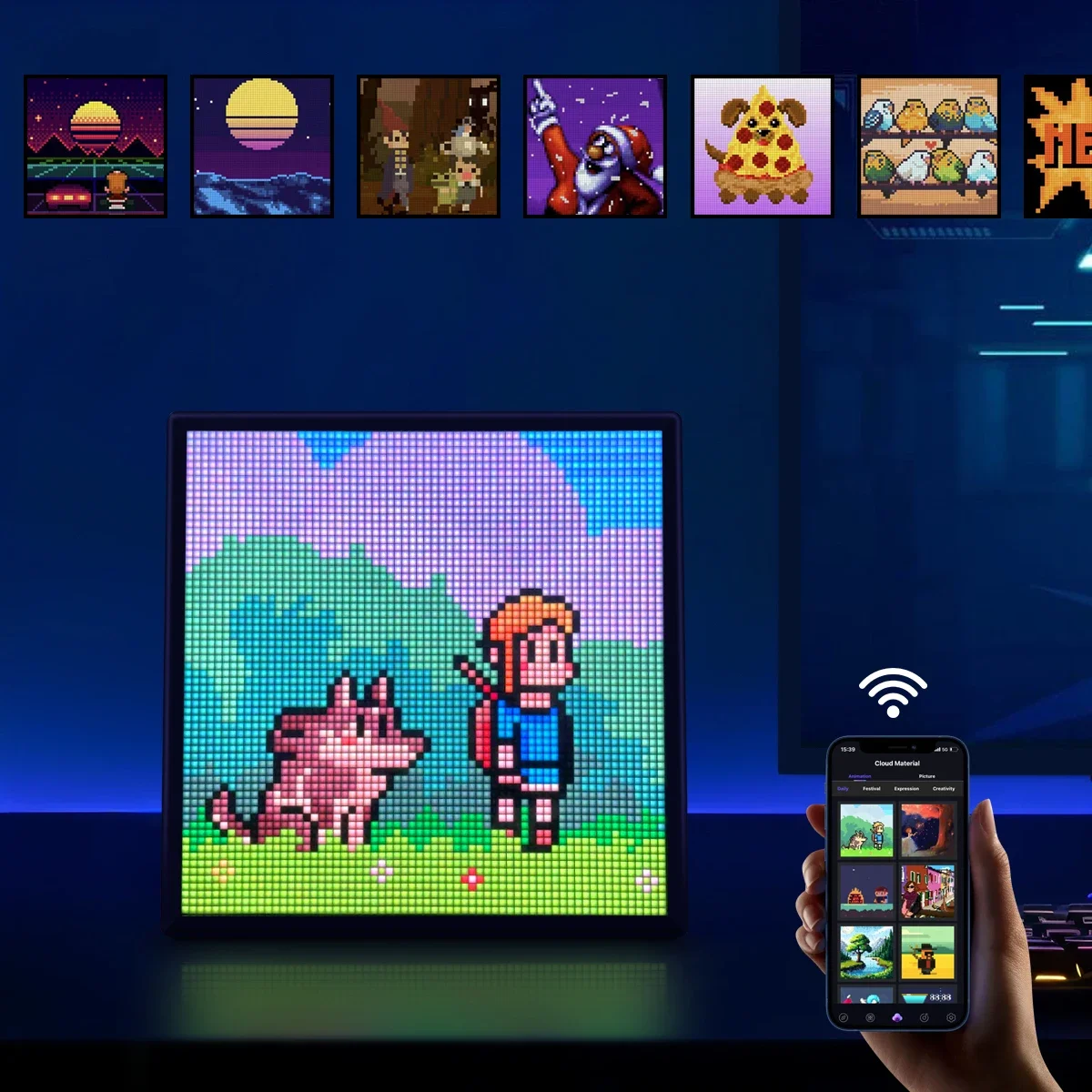 

Креативный RGB пиксельный экран USB 5 В, матричная панель с цифровым дисплеем, умное приложение, программируемое индивидуальное анимационное изображение, текстовые забавные часы