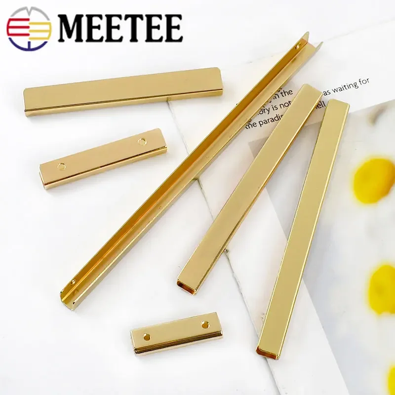 5/10Pcs Meetee 3-25cm Metal Handbag Side Clip Buckle LightGold Strip Clips with Screw DIY Luggage Decor Hardware Accessories