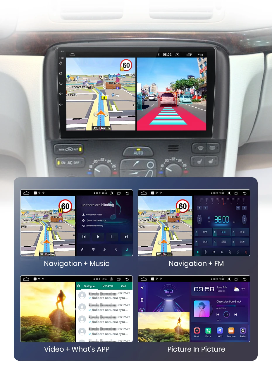 Junsun kabelloses carplay android auto radio für volvo s80 2010-2015 1998 kamera auto intelligente systeme rds bt dsp 2 din autoradio – Detail 20