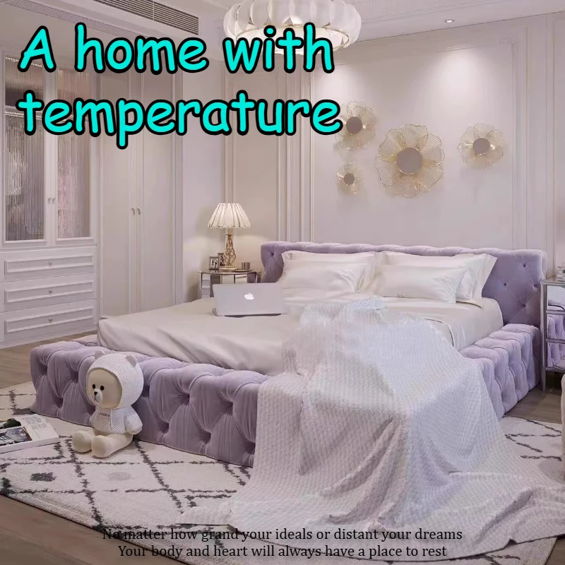 

Fashion Soft Backrest Double Bed Decor For Couples Nordic Design Bed 2 People Bedroom Decor For Teen Girls Bedroom Furniture