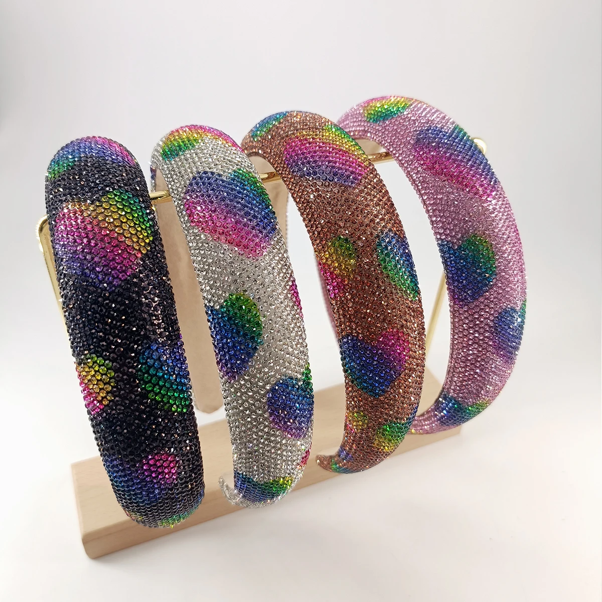 Fascia per capelli imbottita in spugna con strass a forma di cuore barocco Accessori per capelli per adulti Gioielli per capelli