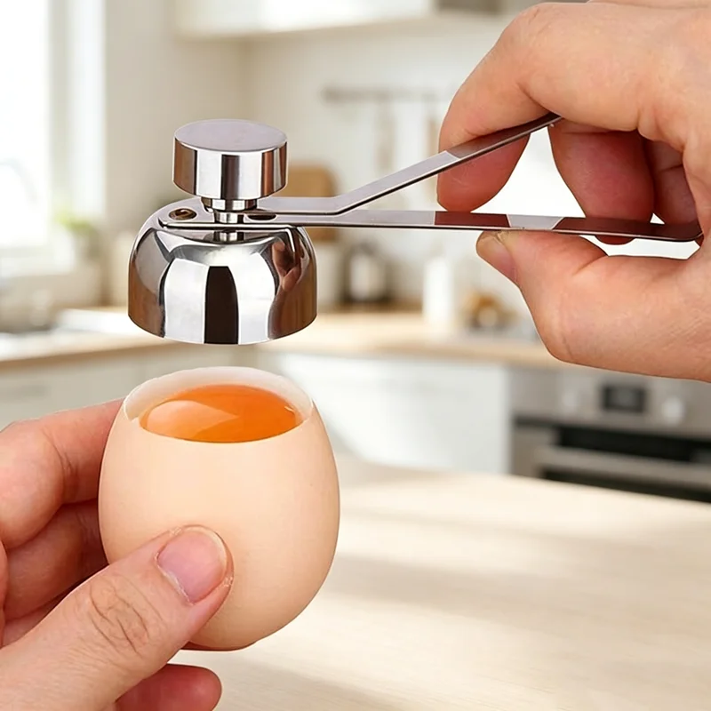 304 Stainless Steel Egg Opener Double-headed Shell Opener Boiled Raw Eggs Creative Eggshell Separator Egg Beater Kitchen Gadgets