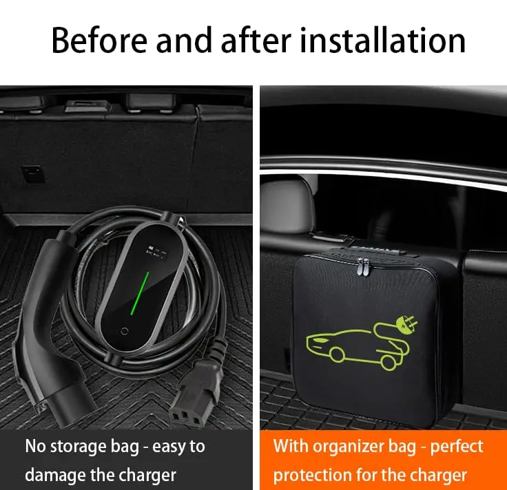 Tragbare Aufbewahrungstasche für Elektrofahrzeug-Ladekabel, Wasserdichter EV-Ladegerät-Organizer für den Kofferraum – Detail 2