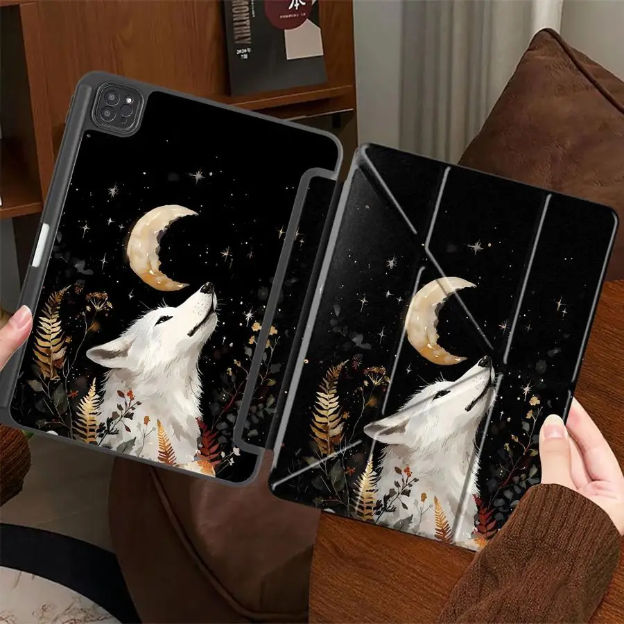 

Cartoon Moon Wolf Tablet Case For iPad Air 4 5 M3 M2 M4 11inch Pro 2025 Mini 6 7 Pro 11th 10th 9th 8th 7th 12.9inch Holder Cover