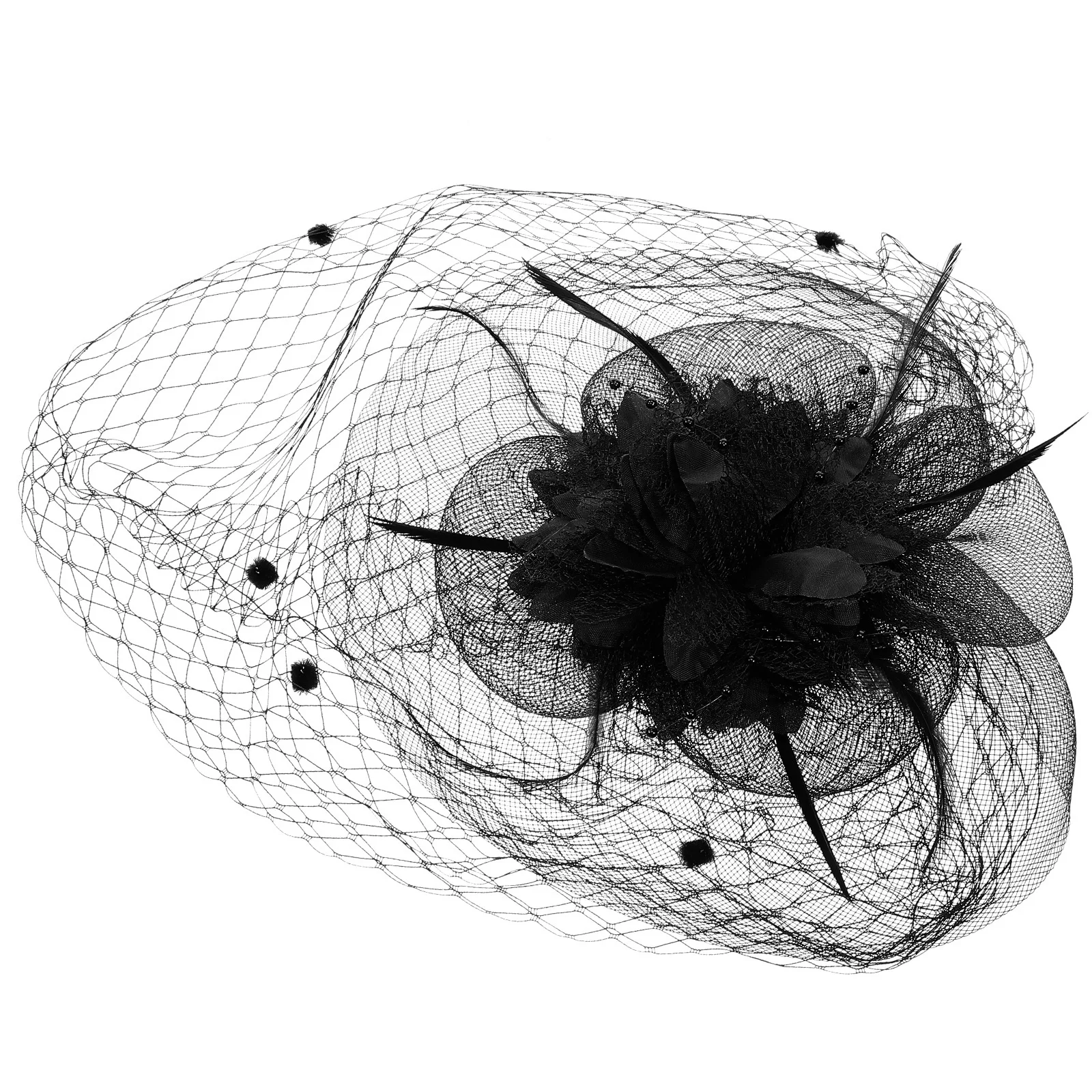 قبعة زهرة فاسيناتور، غزل شبكي، غطاء رأس أنيق خفيف الوزن لحفلات الزفاف وحفلات الشاي وإكسسوارات شعر الزفاف #1