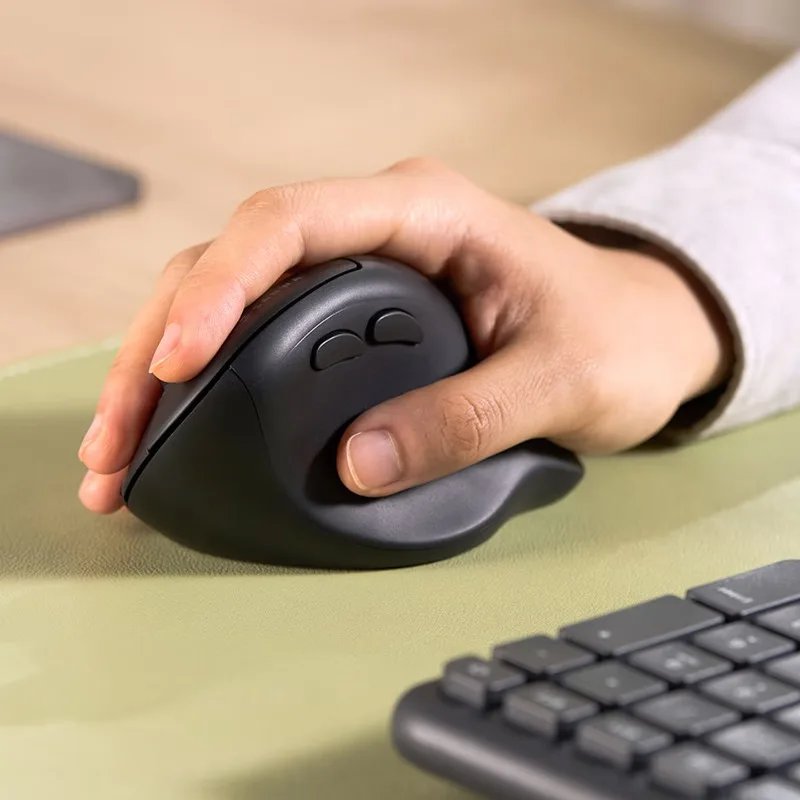 Ergonomic silent mouse, wireless bluetooth, vertical grip, custom buttons, office games