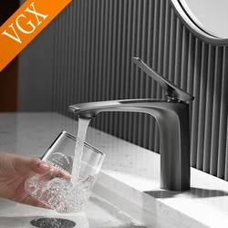 VGX Rubinetti per bagno di lusso Miscelatore per lavabo Rubinetto per lavabo Rubinetto per lavabo gourmet Rubinetto per acqua calda fredda Ottone Cromo Nero Oro spazzolato