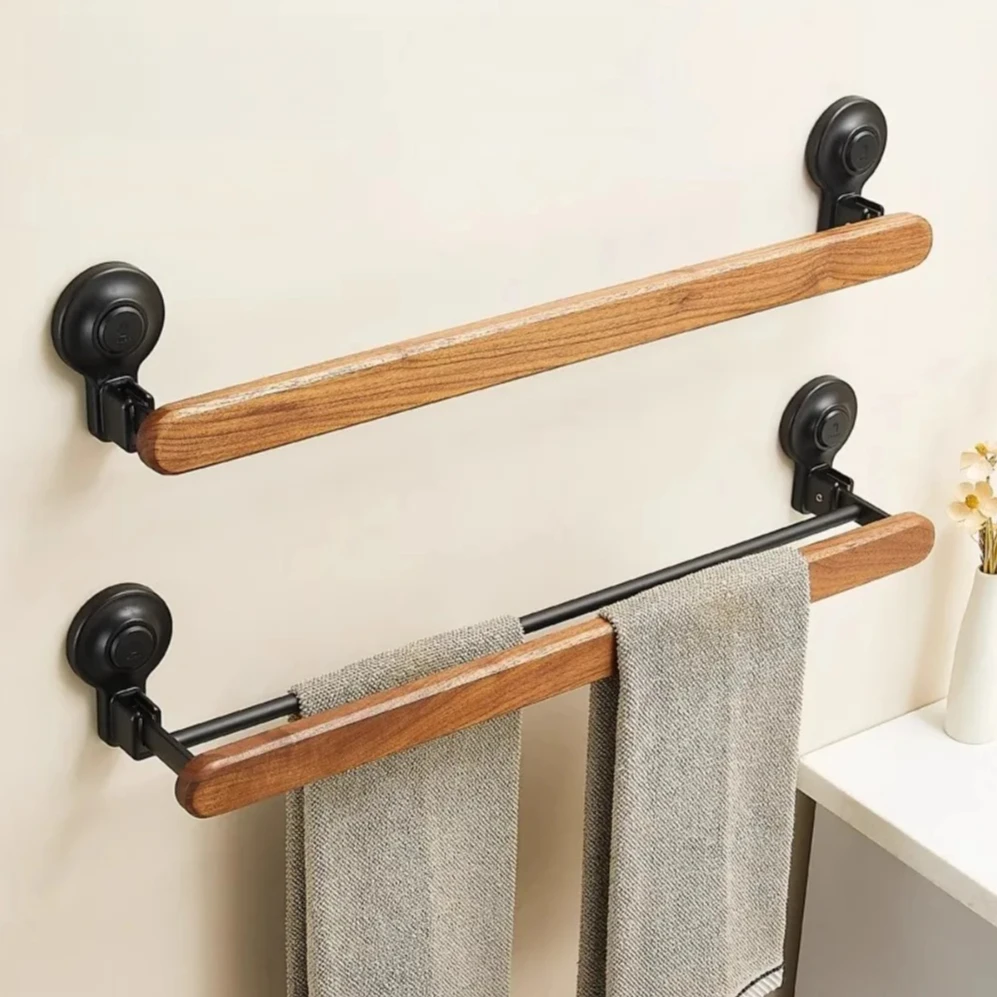 Suction cup walnut towel rack toilet non-punching bathroom towel slippers hanger wall hanging toilet