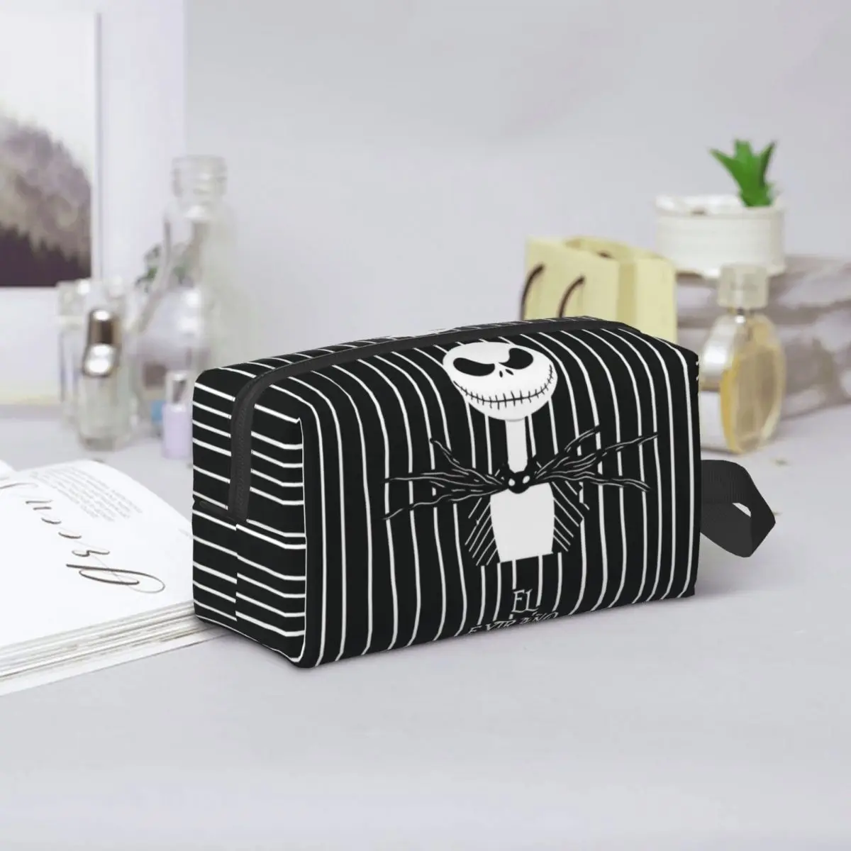 Custom Tim Burton Christmas Travel Cosmetic Bag Halloween Skull Jack Toiletry Makeup Organizer Ladies Beauty Storage Dopp Kit