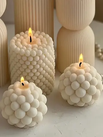 3D Silicone Candle Mold Cylindrical Bubble Round Ball Scented Aromatherapy Plaster Candle Mould DIY Cake Handmade Making Mold