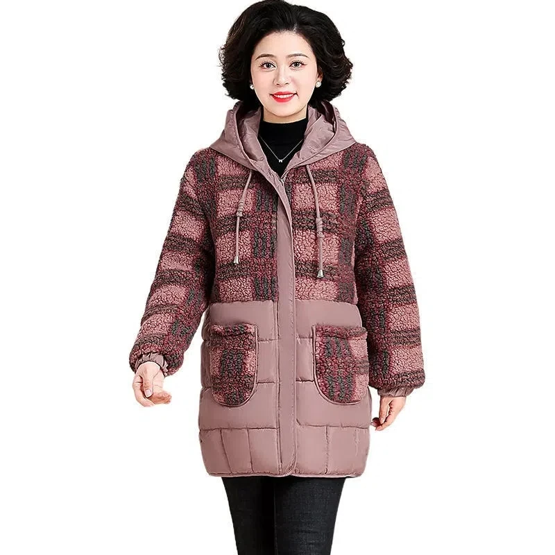 

2023 New Down Cotton Coat Women's Cotton Clothes Winter Jacket Middle-Aged Mothers Mid-Length Thickened Overcoat Parka 4XL