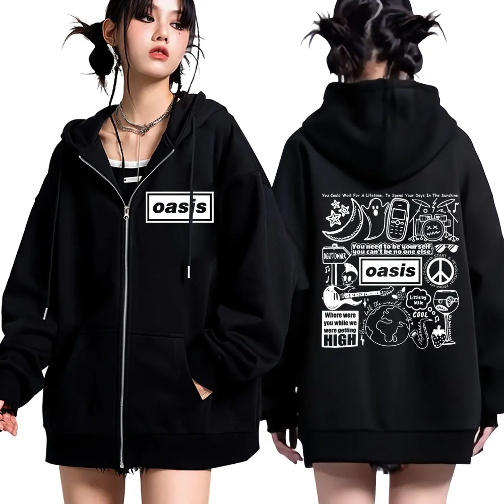 

Толстовка на молнии с графическим принтом British Band O-Oasis, модная толстовка на молнии высокого качества для мужчин и женщин, унисекс, толстовка с длинными рукавами, куртка, пальто