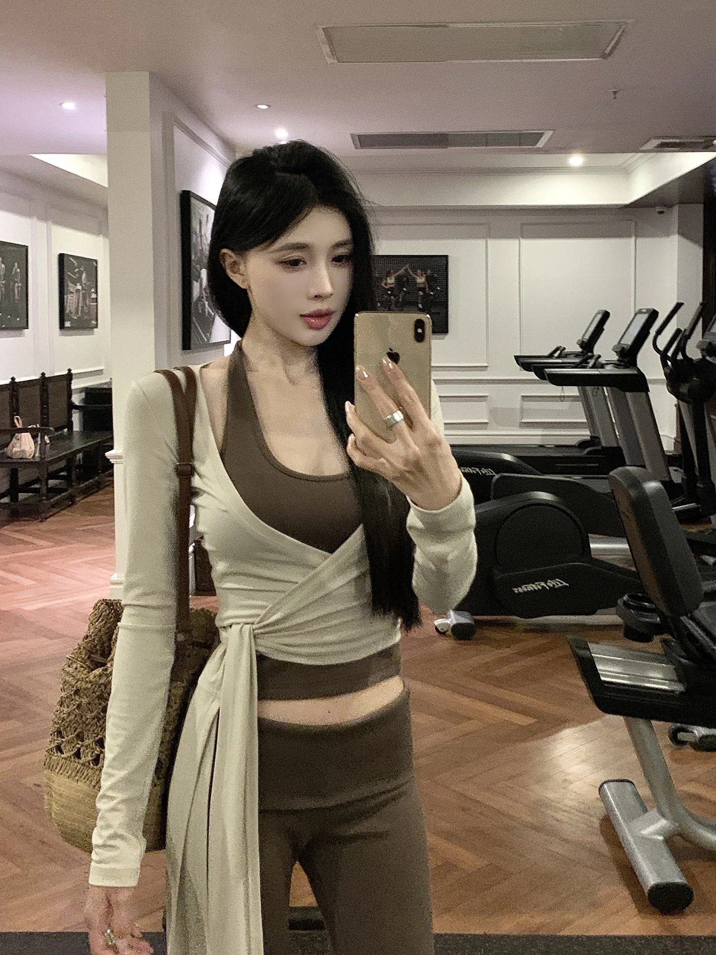 

He Chenxi Ballet Fitn Aesthetic Design Mixed Spandex Long Sve Yoga Pants Set Women's Faion Spring Outfit