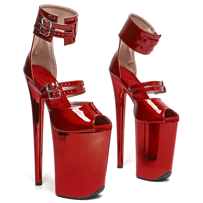 

Leecabe 23CM / 9inches Shiny PU Trendy fashion Platform High Heels Sandals party stripper heel Pole Dance shoes