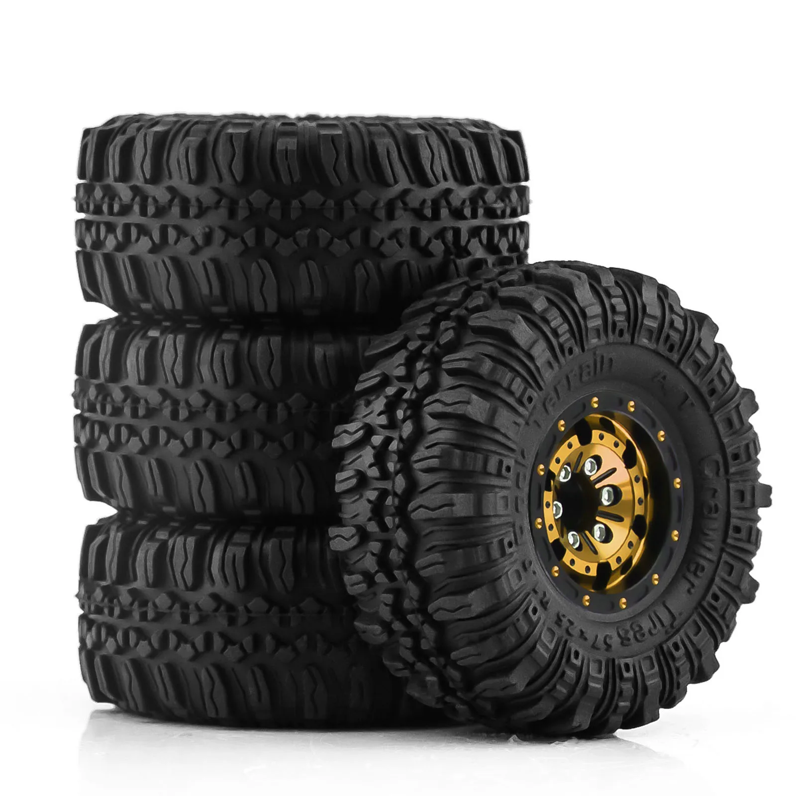 4 Stück scx24 Beadlock-Räder scx24 Reifen 1.0 Beadlock-Räder 1.0 Crawler trx4m Reifen 1/18 1/24 RC Crawler Car Axial AX24 FMS FCX2