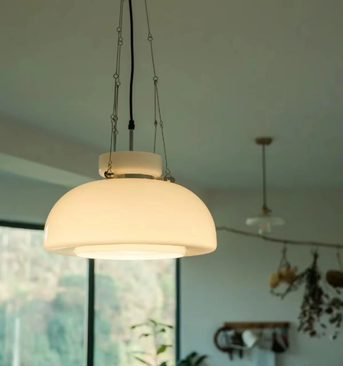 Large White Glass Chandelier Restaurant Bar Bedroom Milk Tea Dessert Shop Interior Decoration Pendant Lamp