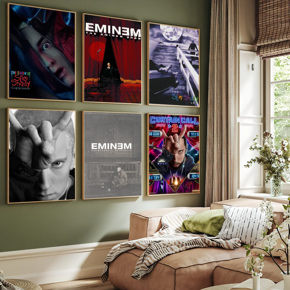 Rapper E-Eminem the death of slim shady Hot  Poster Art Wall Painting Stickers Small Decor Aesthetic Bar Coffee House Indoor