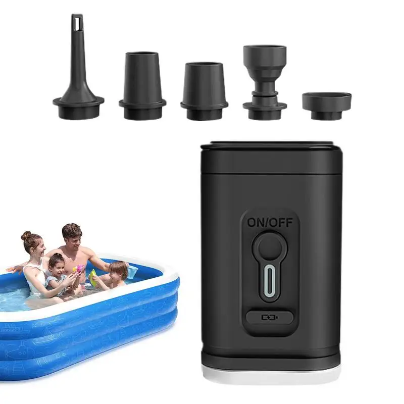 

Electric Air Pump Wireless Outdoor Inflator With Camping Light Electric Inflator With Five Air Nozzles For Mattresses Air Water