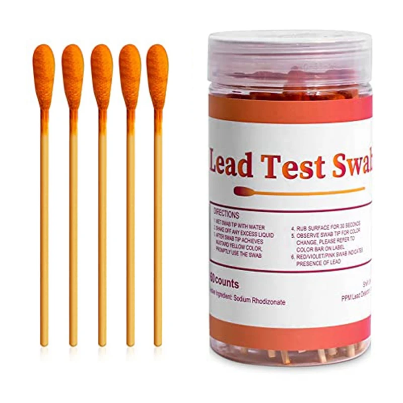 Loodverf Test Swabs Kit: 60 Stuks Lead Testkit Wattenstaafjes, Thuislood Testkit, Loodcontrole Swabs, Loodteststrips