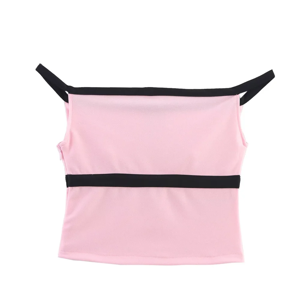 nuovo articolo estivo da donna decorazione con fiocco colore a contrasto design con fessura temperamento top corto gonna slim fit pantaloni