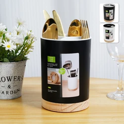 Kitchen Utensil Holder 360° Rotatable 3-Grid Tableware Drainer Chopstick Spoon Utensil Storage Bucket With Removable Divider NEW