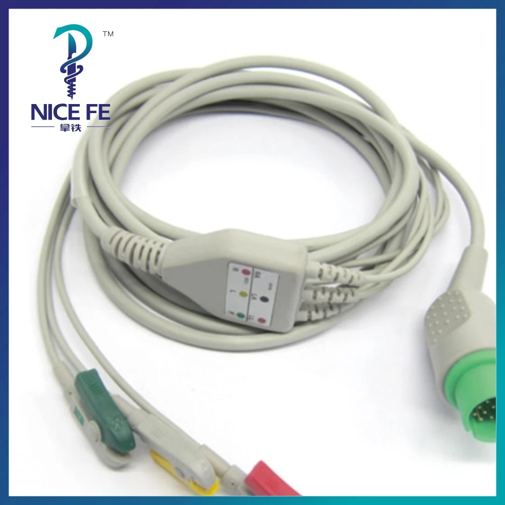 

EC-112 One-piece ECG Patient Cable AHA With 3leads 5leads Snap clip For Spacelab ECG Electrocardiograph Monitor