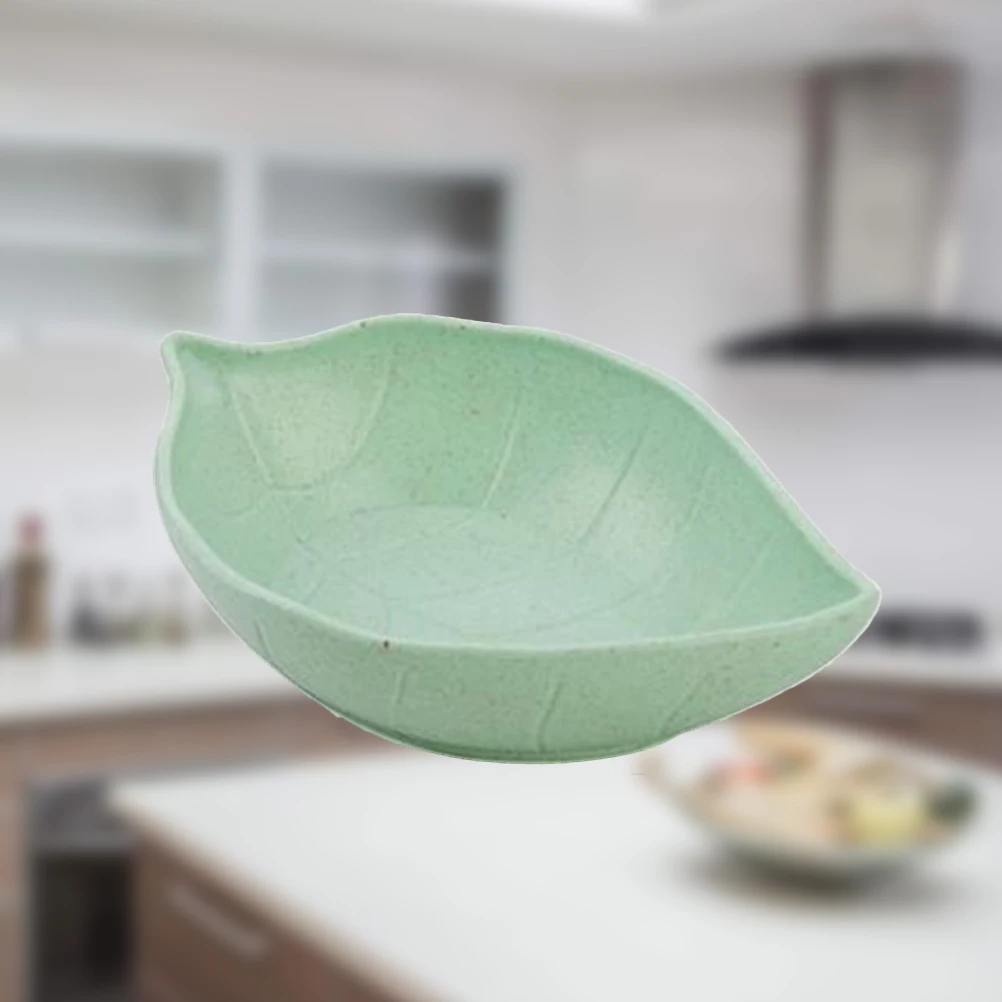 

4 Pcs Seasoning Dish Leaf Bowls Dipping Sauce Korean Kitchenware Boho Style Appetizer Plates Wheat Straw Flavor
