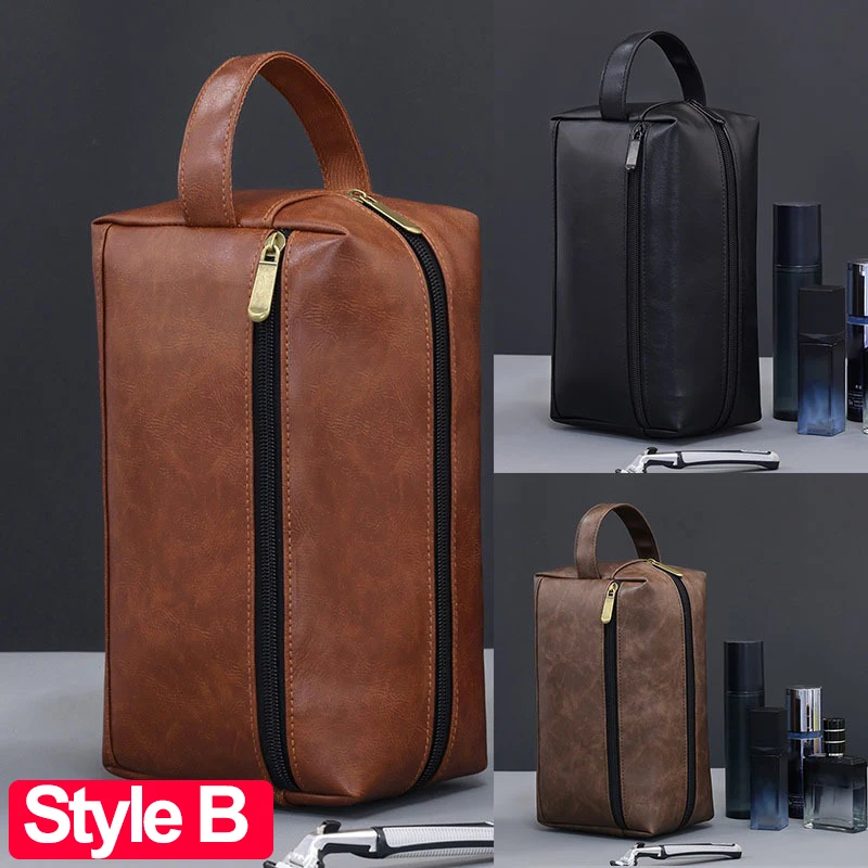 رجال الأعمال السفر غسل حقيبة أدوات الزينة مقاوم للماء بولي Leather الجلود الحمام أدوات الحلاقة المنظم الحقيبة حقيبة مستحضرات التجميل النساء تحتاج إلى حقيبة